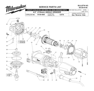 Fig-0 Diagram and Parts List for 6130-59A C47A Milwaukee Angle Grinder