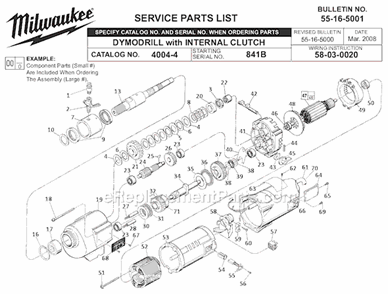 Part Location Diagram of 12-98-2100 Milwaukee Instruction Plate