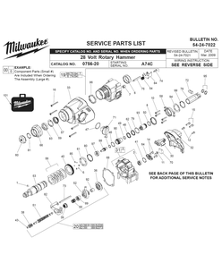 Fig-0 Diagram and Parts List for 0756-22 A74C Milwaukee Hammer Drill