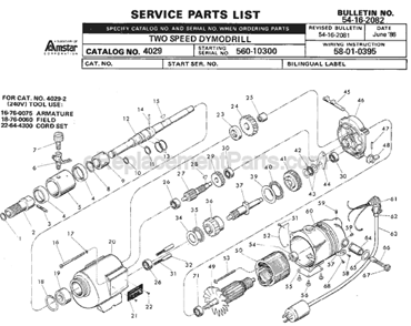 Page A Diagram and Parts List for 4029 SER 560-10300 Milwaukee Electric Drill