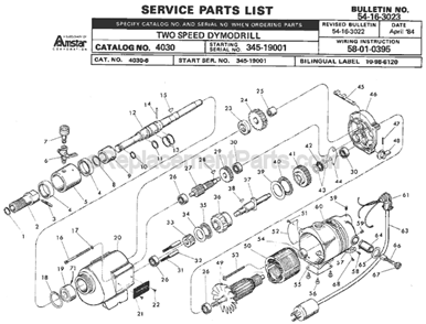 Page A Diagram and Parts List for 4030 SER 345-19001 Milwaukee Electric Drill