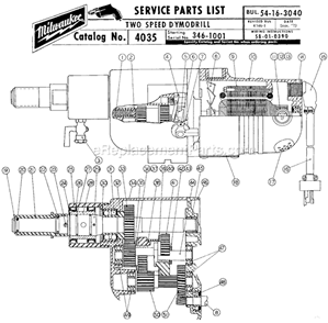 Page A Diagram and Parts List for 4035 SER 346-1001 Milwaukee Electric Drill