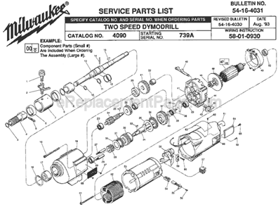 Part Location Diagram of 16-70-0330 Milwaukee 120 V Armature
