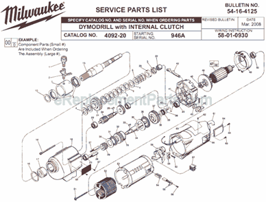Part Location Diagram of 32-75-3420 Milwaukee Spindle Gear