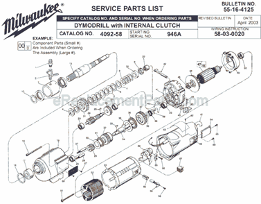 Page A Diagram and Parts List for 4092-58 SER 946A Milwaukee Electric Drill
