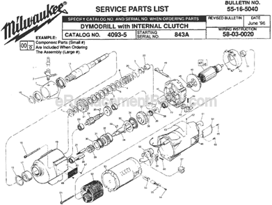 Page A Diagram and Parts List for 4093-5 SER 843A Milwaukee Electric Drill