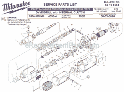Page A Diagram and Parts List for 4096-4 SER 798B Milwaukee Electric Drill