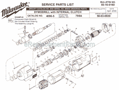 Page A Diagram and Parts List for 4096-5 SER 798A Milwaukee Electric Drill