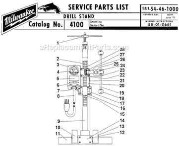 Part Location Diagram of 43-98-0050 Milwaukee Plastic Knob