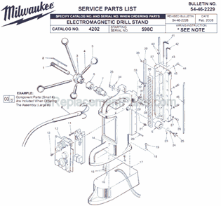 Part Location Diagram of 30-84-0180 Milwaukee Slide