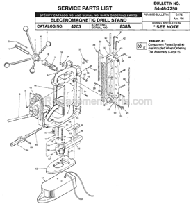 Page A Diagram and Parts List for 4203 SER 838A Milwaukee Drill Press