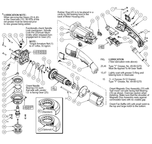 Fig-0 Diagram and Parts List for 6123-31  Milwaukee Angle Grinder