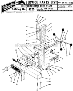 Page A Diagram and Parts List for 4220 SER 296-1981 Milwaukee Drill Press