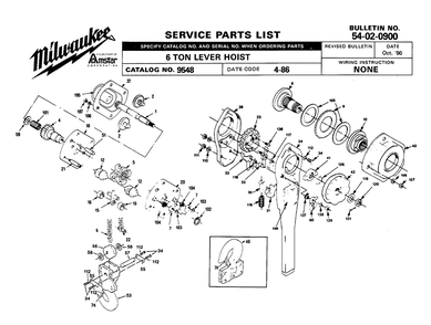 Fig-0 Diagram and Parts List for 9548 4-86 Milwaukee Hoist & Winch