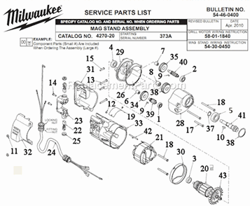 Part Location Diagram of 38-50-5485 Milwaukee Spindle