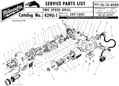 Part Location Diagram of 32-75-2561 Milwaukee Spindle Gear