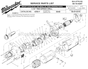 Part Location Diagram of 45-88-1090 Milwaukee Thrust Washer