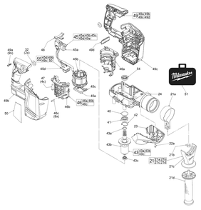 Fig-1 Diagram and Parts List for 2717-20 G89A Milwaukee Hammer Drill