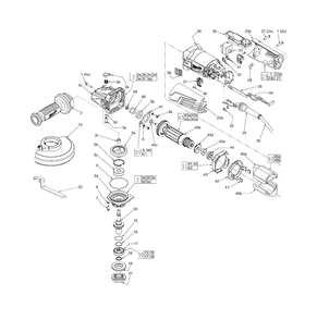 125mm Hp Angle Grinder With Slide Switch And Speed Dial Diagram and Parts List for 6117-59A D71A Milwaukee Angle Grinder