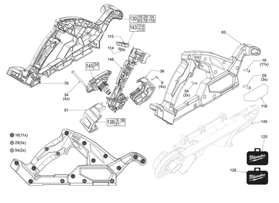 Fig-1 Diagram and Parts List for 2829-20 L17B Milwaukee Band Saw