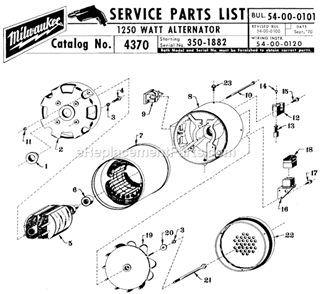 Part Location Diagram of 23-38-2560 Milwaukee Rectifier