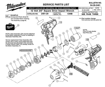 Fig-0 Diagram and Parts List for 2451-22 C08B Milwaukee Impact Driver