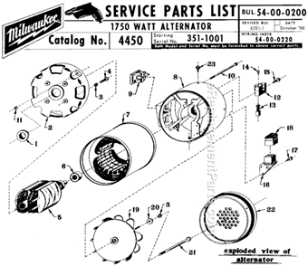 Part Location Diagram of 23-38-2550 Milwaukee Rectifier Assembly
