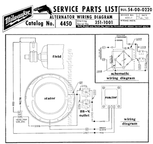 Page C Diagram and Parts List for 4450 SER 351-1001 Milwaukee Generator