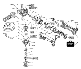 Fig-0 Diagram and Parts List for 2781-059 F34A Milwaukee Angle Grinder