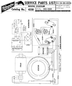 Page C Diagram and Parts List for 4550 SER 352-1001 Milwaukee Generator