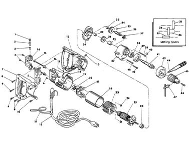 Fig-0 Diagram and Parts List for 1250-1  Milwaukee Electric Drill