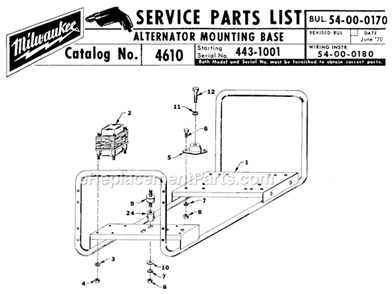 Part Location Diagram of 42-20-0260 Milwaukee Mounting Base