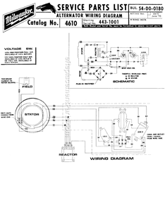 Page D Diagram and Parts List for 4610 SER 443-1001 Milwaukee Generator