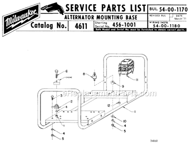 Page C Diagram and Parts List for 4611 SER 456-1001 Milwaukee Generator