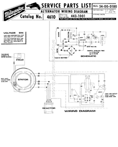 Page D Diagram and Parts List for 4611 SER 456-1001 Milwaukee Generator