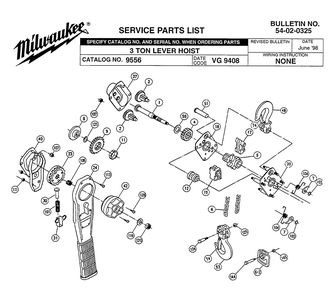 Fig-0 Diagram and Parts List for 9556 VG 9408 Milwaukee Hoist & Winch