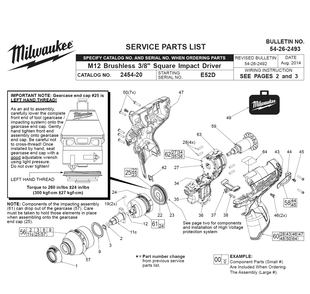 Fig-0 Diagram and Parts List for 2454-22 E52D Milwaukee Impact Driver