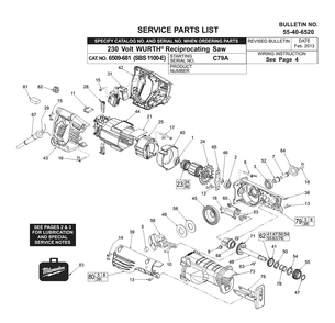 Fig-0 Diagram and Parts List for 6509-681 C79A Milwaukee Reciprocating Saw