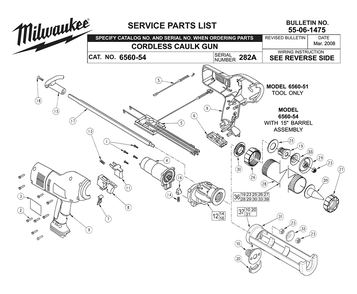 Fig-0 Diagram and Parts List for 6560-54 282A Milwaukee Miscellaneous