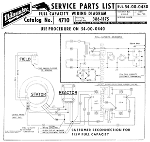 Page C Diagram and Parts List for 4710 SER 386-1175 Milwaukee Generator