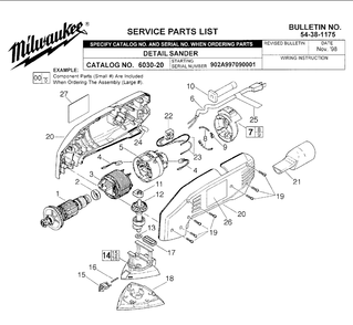 Fig-0 Diagram and Parts List for 6030-20 997090001 Milwaukee Sander Polisher