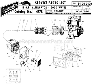 Part Location Diagram of 23-40-0450 Milwaukee Rotor Assembly