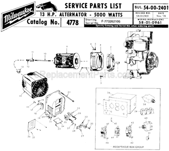 Page A Diagram and Parts List for 4778 SER F-773262105 Milwaukee Generator