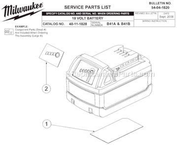 Page A Diagram and Parts List for 48-11-1828 SER B41A Milwaukee Charger