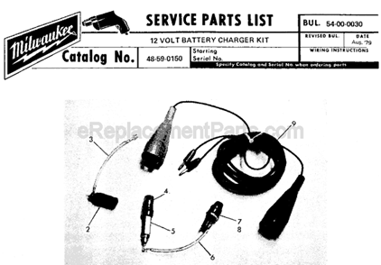 Page A Diagram and Parts List for 48-59-0150  Milwaukee Charger