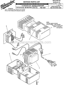Page A Diagram and Parts List for 48-59-0165 SER 768-1001 Milwaukee Charger
