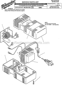 Page A Diagram and Parts List for 48-59-0166 SER EMIJ Milwaukee Charger