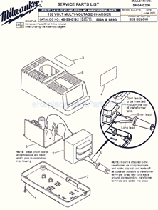 Part Location Diagram of 22-09-0676 Milwaukee Circuit BRD. Serv. Assembly.