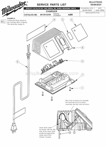 Page A Diagram and Parts List for 48-59-0255 SER A28B Milwaukee Charger