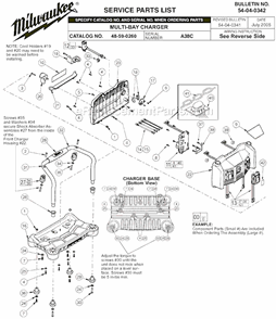 Page A Diagram and Parts List for 48-59-0260 SER A38C Milwaukee Charger